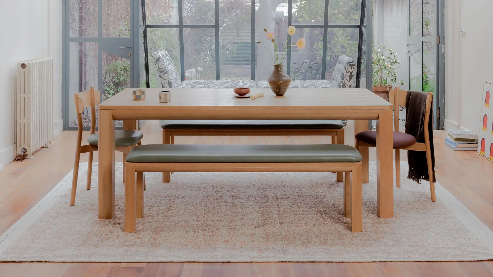 Alor Dining Set in american oak within a modern interior