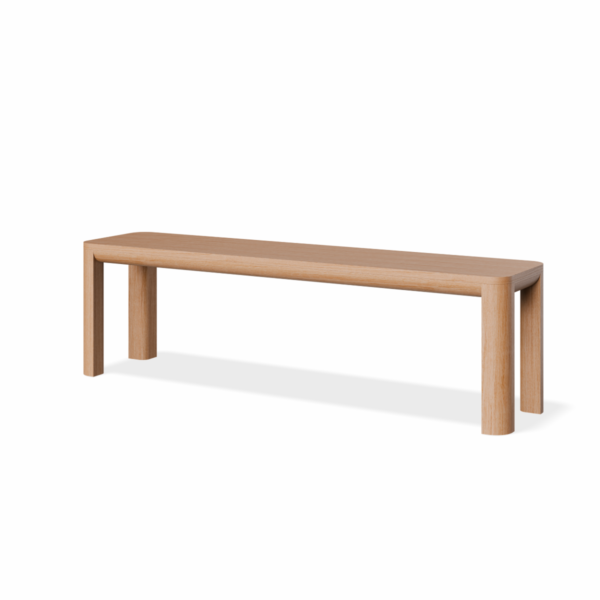 American oak Bowie bench seat on white background